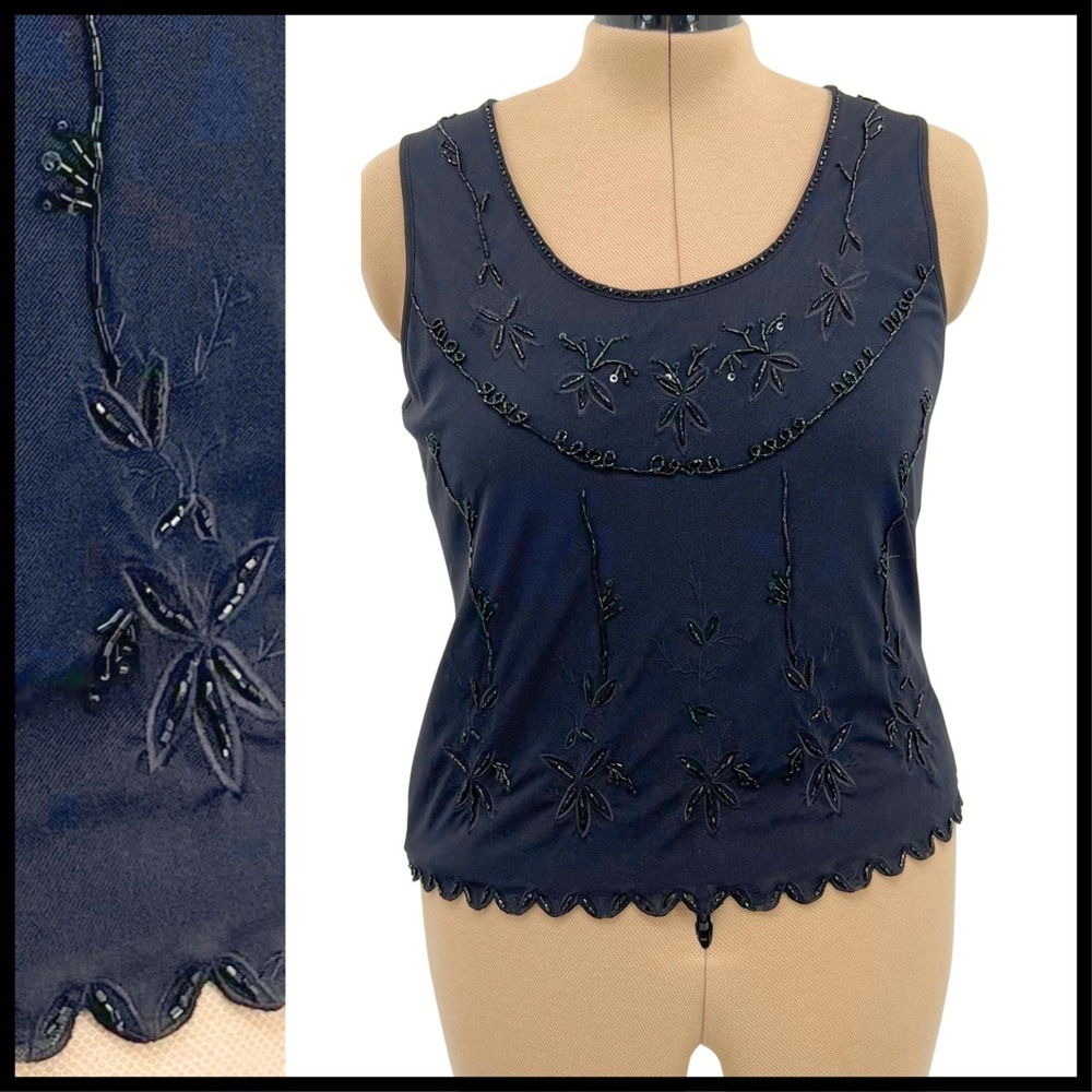 I.N..C. (X-Large) Black Beaded Sleeveless Top